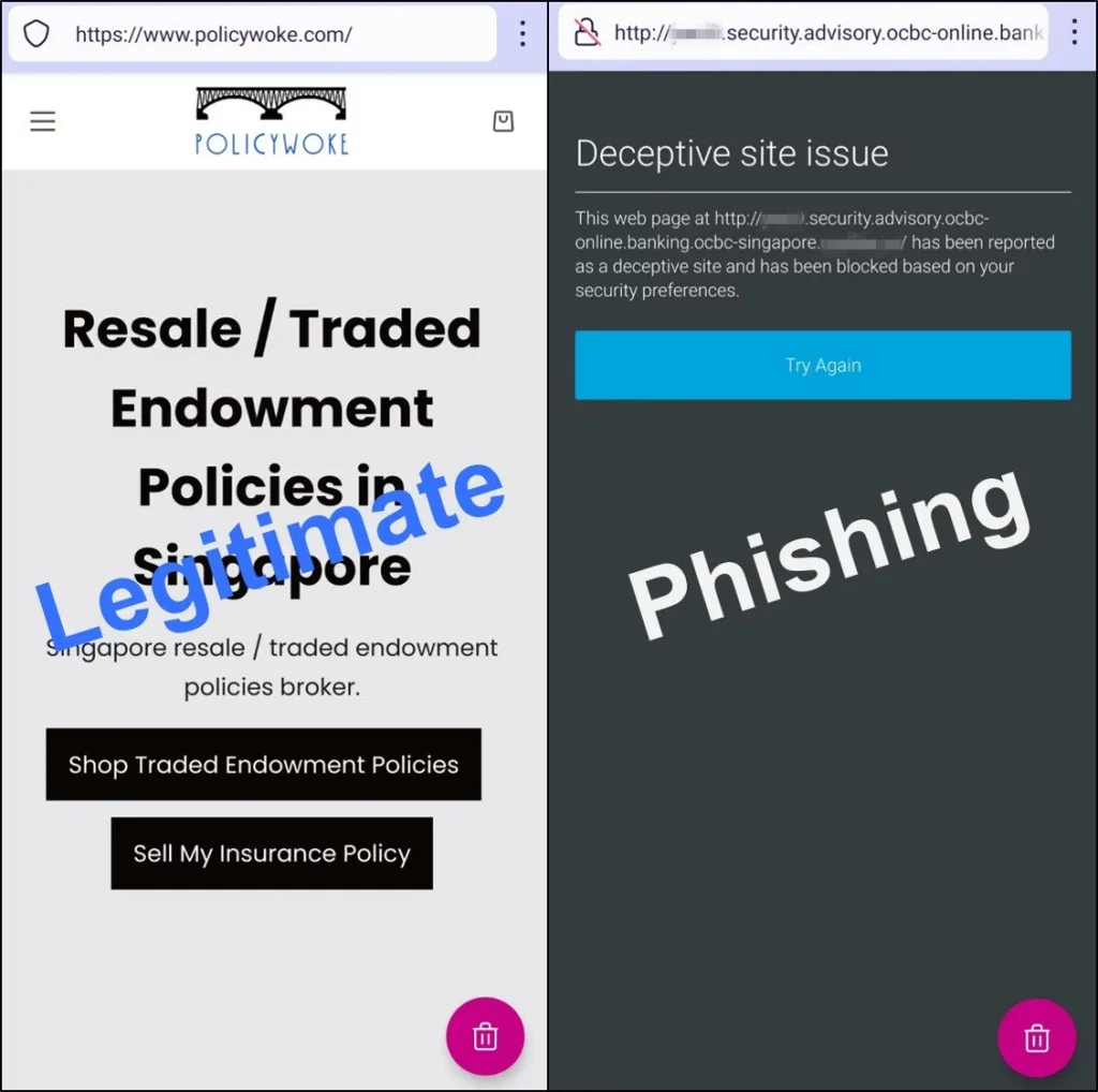 Firefox Legitimate vs Phishing